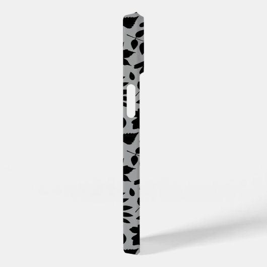 Coques Case-Mate iPhone Motif Feuille tombé noir sur gris (Verso / Droite)