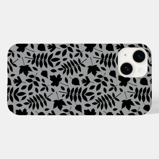 Coques Case-Mate iPhone Motif Feuille tombé noir sur gris (Verso (horizontal))