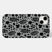 Coques Case-Mate iPhone Motif Feuille tombé noir sur gris (Verso (horizontal))