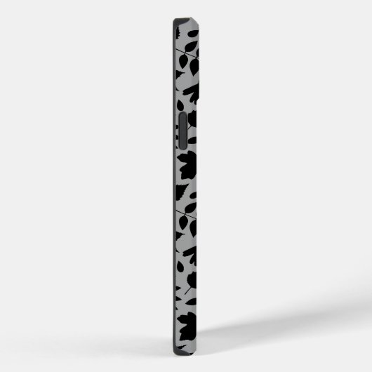 Coques Case-Mate iPhone Motif Feuille tombé noir sur gris (Verso / Droite)