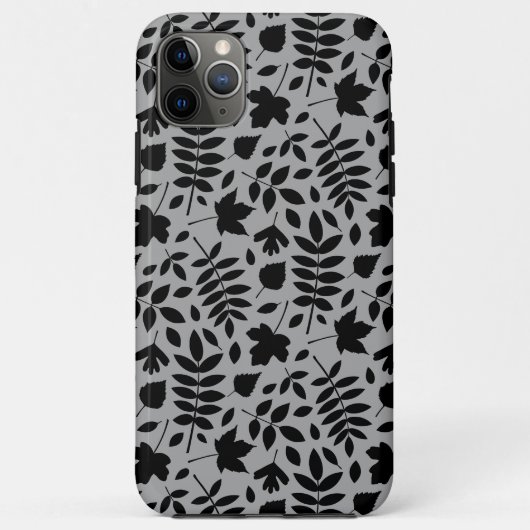 Coques Case-Mate iPhone Motif Feuille tombé noir sur gris (Dos)
