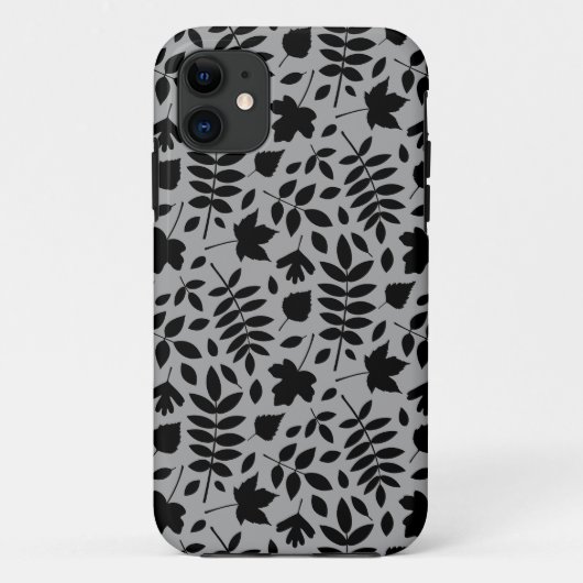 Coques Case-Mate iPhone Motif Feuille tombé noir sur gris (Dos)