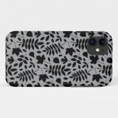 Coques Case-Mate iPhone Motif Feuille tombé noir sur gris (Dos (Horizontal))
