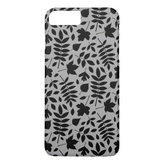 Coques Case-Mate iPhone Motif Feuille tombé noir sur gris (Dos)