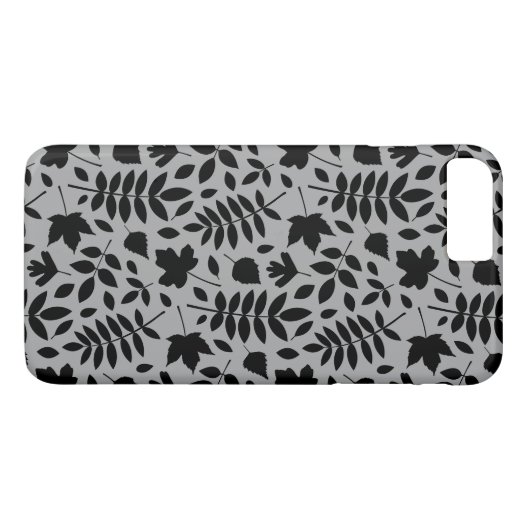 Coques Case-Mate iPhone Motif Feuille tombé noir sur gris (Dos (Horizontal))