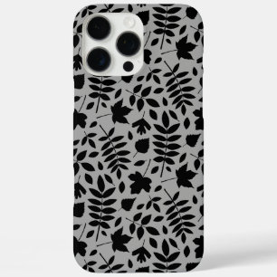 Coques iPhone 16 Pro Max Motif Feuille tombé noir sur gris