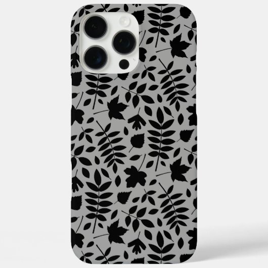 Coques Case-Mate iPhone Motif Feuille tombé noir sur gris (Verso)