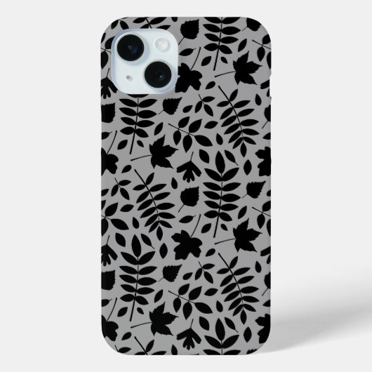 Coques Case-Mate iPhone Motif Feuille tombé noir sur gris (Verso)