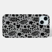 Coques Case-Mate iPhone Motif Feuille tombé noir sur gris (Verso (horizontal))
