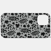 Coques Case-Mate iPhone Motif Feuille tombé noir sur gris (Verso (horizontal))