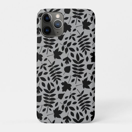 Coques Case-Mate iPhone Motif Feuille tombé noir sur gris (Dos)