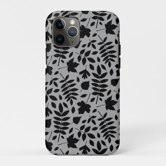 Coques Case-Mate iPhone Motif Feuille tombé noir sur gris (Dos)