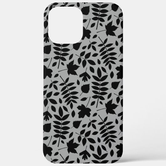 Coques Case-Mate iPhone Motif Feuille tombé noir sur gris (Verso)