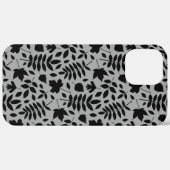 Coques Case-Mate iPhone Motif Feuille tombé noir sur gris (Verso / Droite)