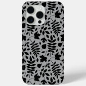 Coques Case-Mate iPhone Motif Feuille tombé noir sur gris (Verso)
