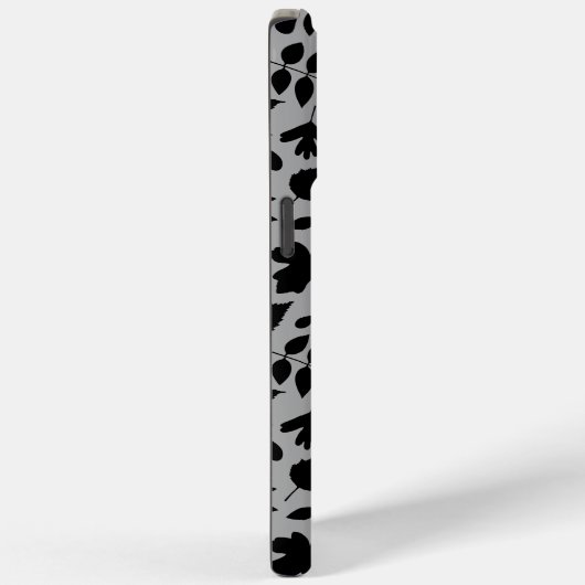Coques Case-Mate iPhone Motif Feuille tombé noir sur gris (Verso / Droite)