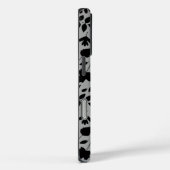 Coques Case-Mate iPhone Motif Feuille tombé noir sur gris (Verso / Droite)