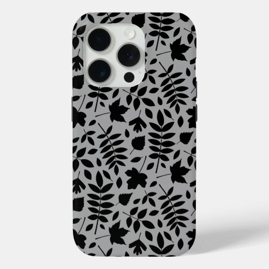 Coques Case-Mate iPhone Motif Feuille tombé noir sur gris (Verso)