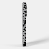 Coques Case-Mate iPhone Motif Feuille tombé noir sur gris (Verso / Droite)
