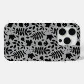 Coques Case-Mate iPhone Motif Feuille tombé noir sur gris (Verso (horizontal))