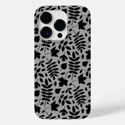Coques Case-Mate iPhone Motif Feuille tombé noir sur gris (Verso)