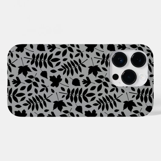 Coques Case-Mate iPhone Motif Feuille tombé noir sur gris (Verso (horizontal))