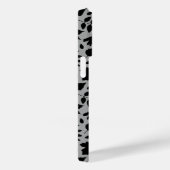 Coques Case-Mate iPhone Motif Feuille tombé noir sur gris (Verso / Droite)