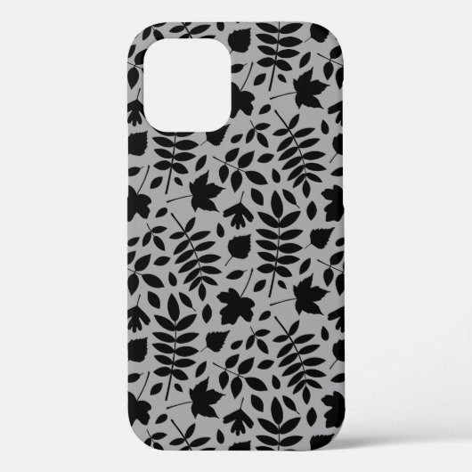 Coques Case-Mate iPhone Motif Feuille tombé noir sur gris (Verso)