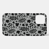 Coques Case-Mate iPhone Motif Feuille tombé noir sur gris (Verso (horizontal))