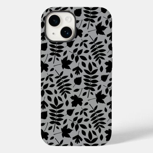 Coques Case-Mate iPhone Motif Feuille tombé noir sur gris (Verso)