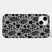 Coques Case-Mate iPhone Motif Feuille tombé noir sur gris (Verso (horizontal))