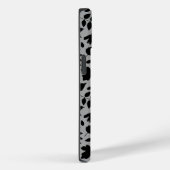 Coques Case-Mate iPhone Motif Feuille tombé noir sur gris (Verso / Droite)