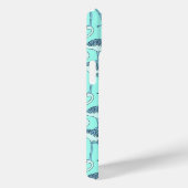 Coques Case-Mate iPhone Motif flamants roses bleu monogramme moderne  (Verso / Droite)