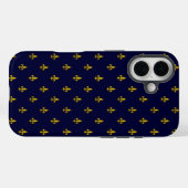 Coques Case-Mate iPhone Motif Fleur De Lis Bleu Royal (Verso (horizontal))