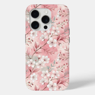 Coque iPhone 15 Pro Motif Fleur de Sakura Rose 