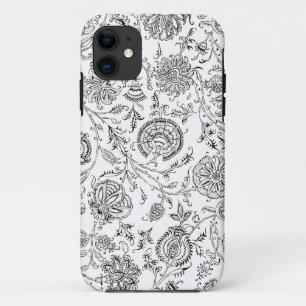 Coque iPhone 11 Motif Fleur noir et blanc