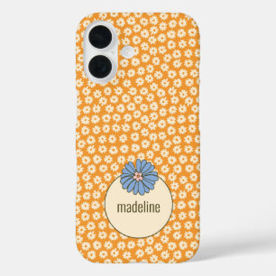 Coques iPhone 16 Motif Fleur Orange Retro