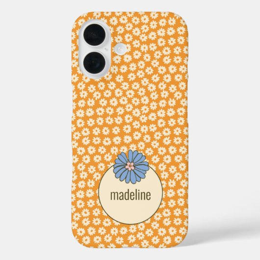 Coques Case-Mate iPhone Motif Fleur Orange Retro (Verso)