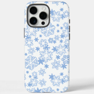 Coques iPhone 16 Pro Max Motif Flocon de Neige Hiver Bleu Clair