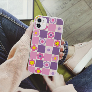 Coque Pour iPhone 14 Motif floral à carreaux rétro Y2K