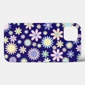 Coques Case-Mate iPhone Motif floral à fond bleu (Verso (horizontal))