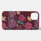 Coques Case-Mate iPhone Motif floral abstrait avec des oiseaux (Verso (horizontal))