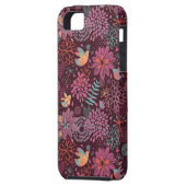 Coques Case-Mate iPhone Motif floral abstrait avec des oiseaux (Dos gauche)