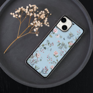 Coque Pour iPhone 14 Motif floral antique bleu