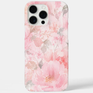 Coques iPhone 16 Pro Max Motif floral aquarelle rose poudré