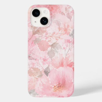 Coque Pour iPhone 14 Motif floral aquarelle rose poudré