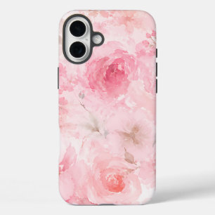 Coques iPhone 16 Plus Motif floral aquarelle rose tendre