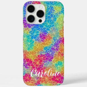 Coques iPhone 16 Pro Max Motif floral arc-en-ciel vibrant coloré nom
