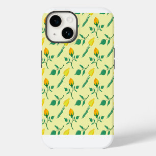 Coque Pour iPhone 14 Motif floral avec rose jaune et fleurs de tulipe