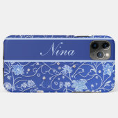 Coques Case-Mate iPhone Motif floral bleu, bleu clair (Dos (Horizontal))